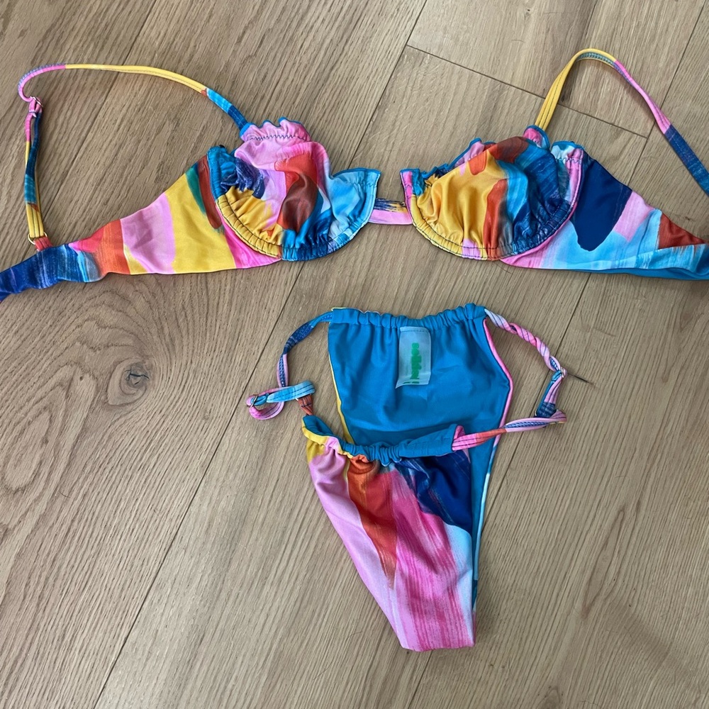 SOLKISSED Pink Abstract Bikini Set